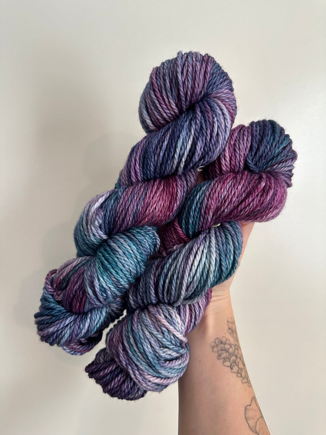 Bulky hand dyed yarn