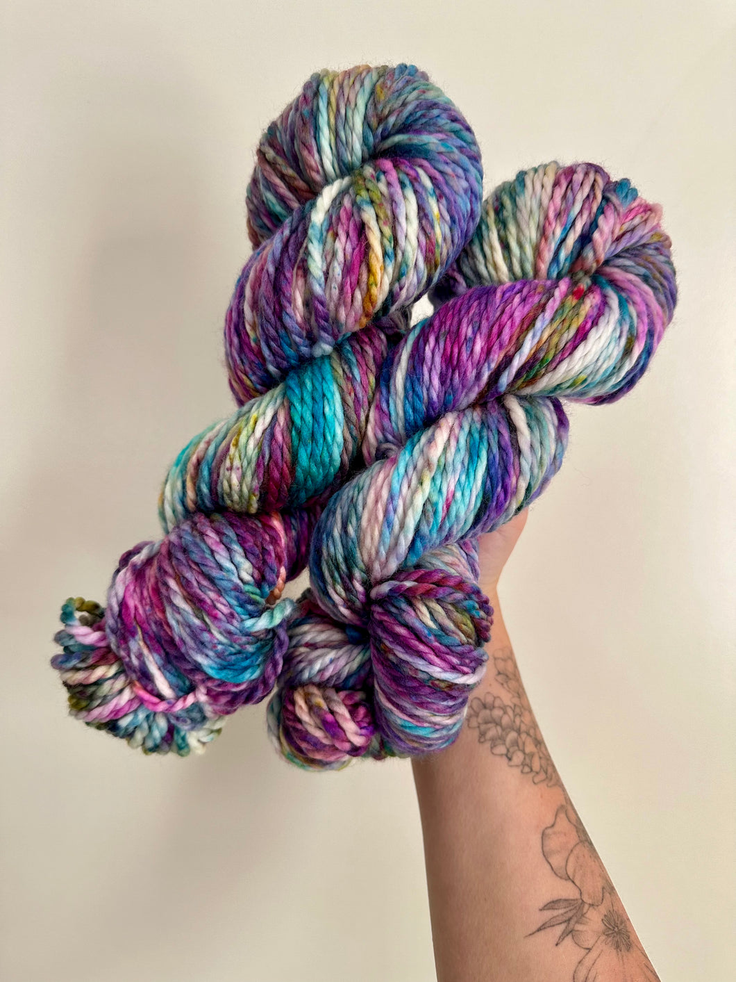 Bulky hand dyed yarn